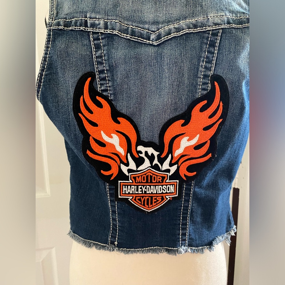 Harley Davidson Patchwork Denim Vest - image 4